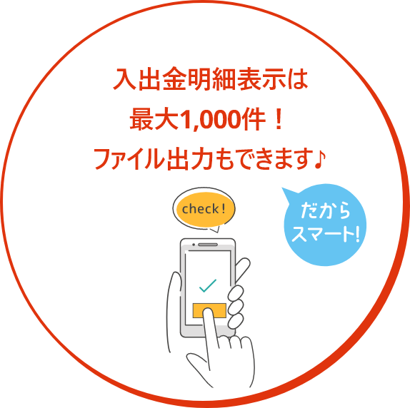 最大1,000！明細までご確認でき、ファイル出力もできます♪だからスマート!