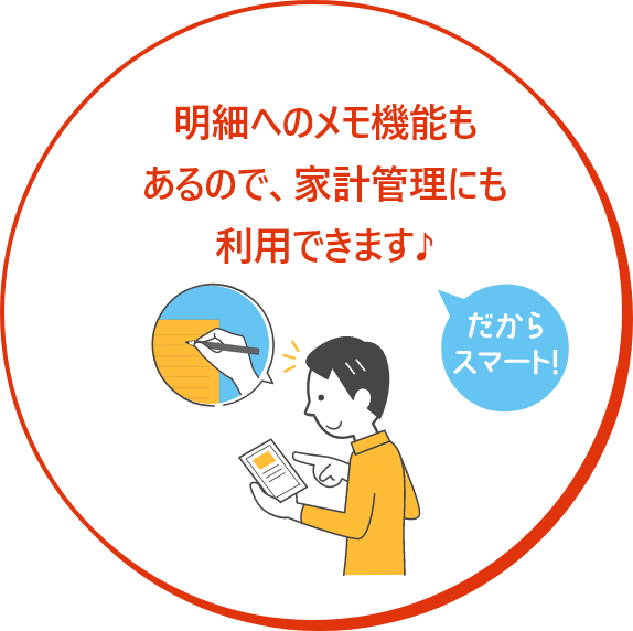 明細へのメモ機能もあるので、家計管理にも利用できます♪だからスマート!