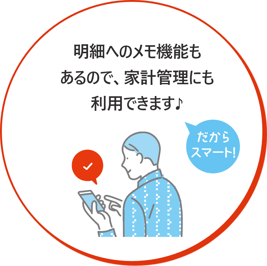 明細へのメモ機能もあるので、家計管理にも利用できます♪