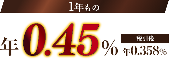 1年もの 年0.45％ 税引後年0.358％