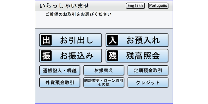 ATMのユニバーサルカラーデザイン化の図