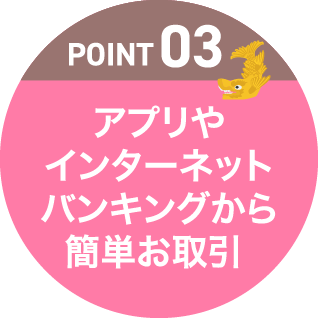 POINT03 アプリやインターネットバンキングから簡単お取引き