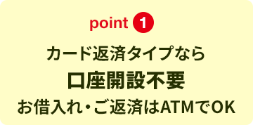 point1 カード返済タイプなら口座開設不要 お借入れ・ご返済はATMでOK